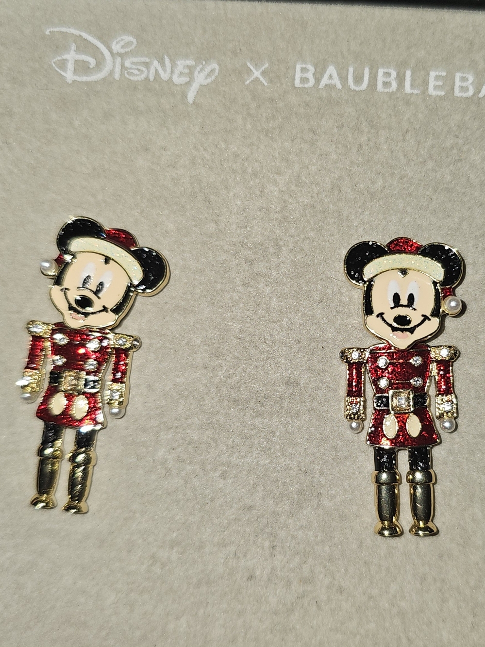BaubleBar Disney Red and Gold Nutcracker Mickey Stud Earrings